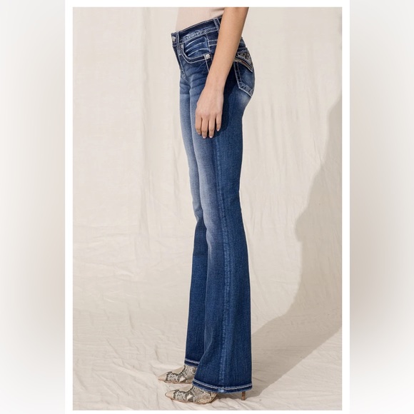 Miss Me Vintage Wash Rhinestone Bootcut Jeans - Picture 6 of 14